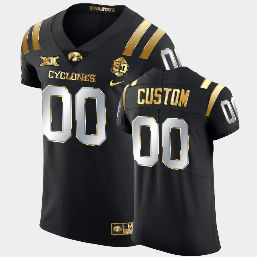 Iowa State Cyclones Men's #00 Custom Nike NCAA Authentic Black 2021 Fiesta Bowl Golden Edition College Stitched Football Jersey AZ42Z24LK
